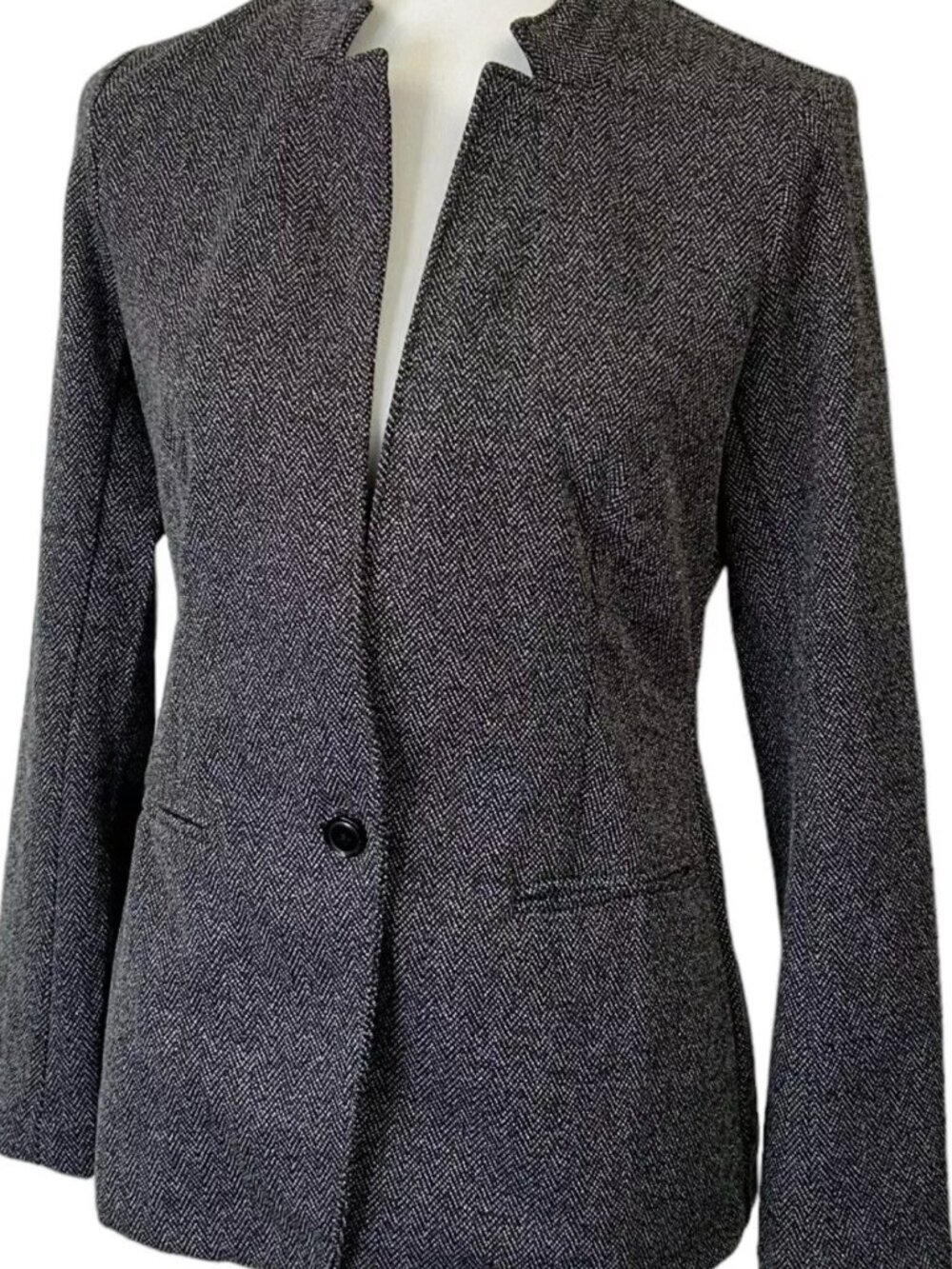 NWT Banana Republic Gray Herringbone Knit Split Collar Blazer XS